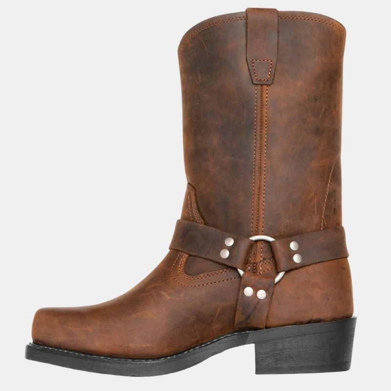 Matthew | Men's Cowboy Boots Tall Leather Buckle Harness
