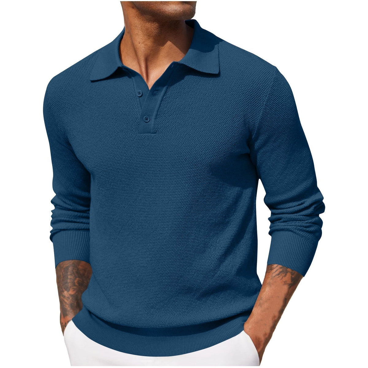 Weston | Men's Long Sleeve Polo Sweater Textured Knit
