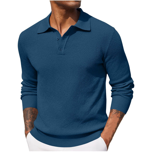 Weston | Men's Long Sleeve Polo Sweater Textured Knit