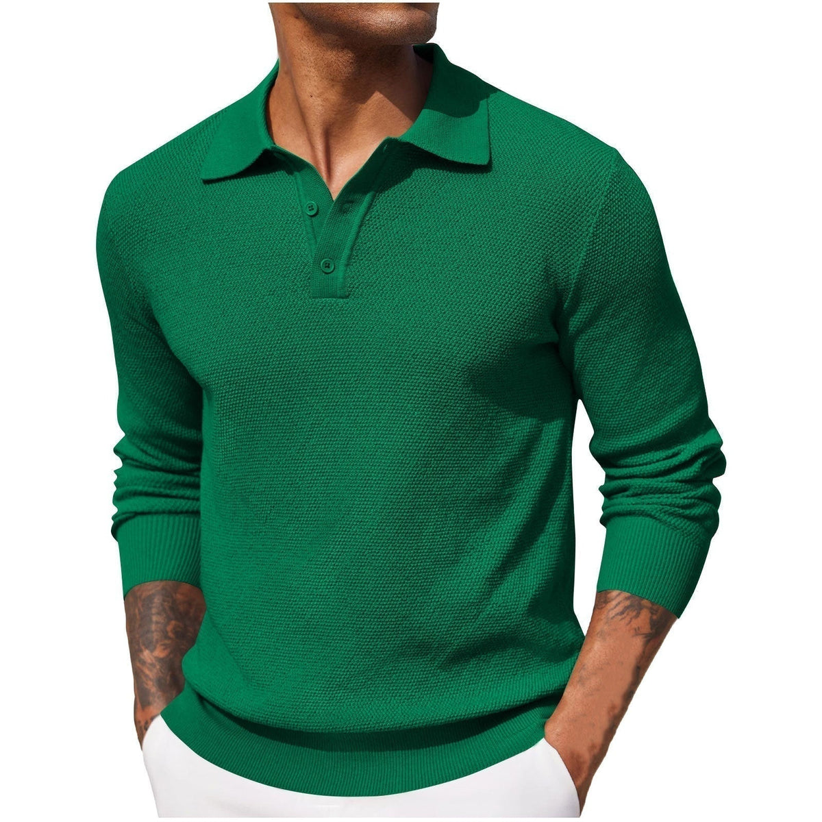 Weston | Men's Long Sleeve Polo Sweater Textured Knit