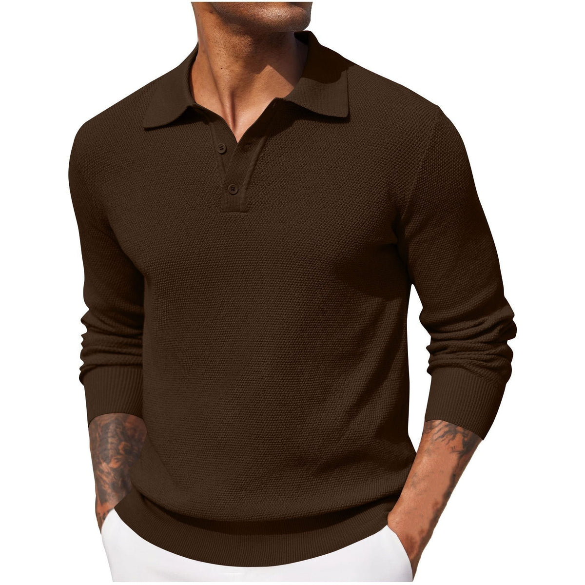 Weston | Men's Long Sleeve Polo Sweater Textured Knit