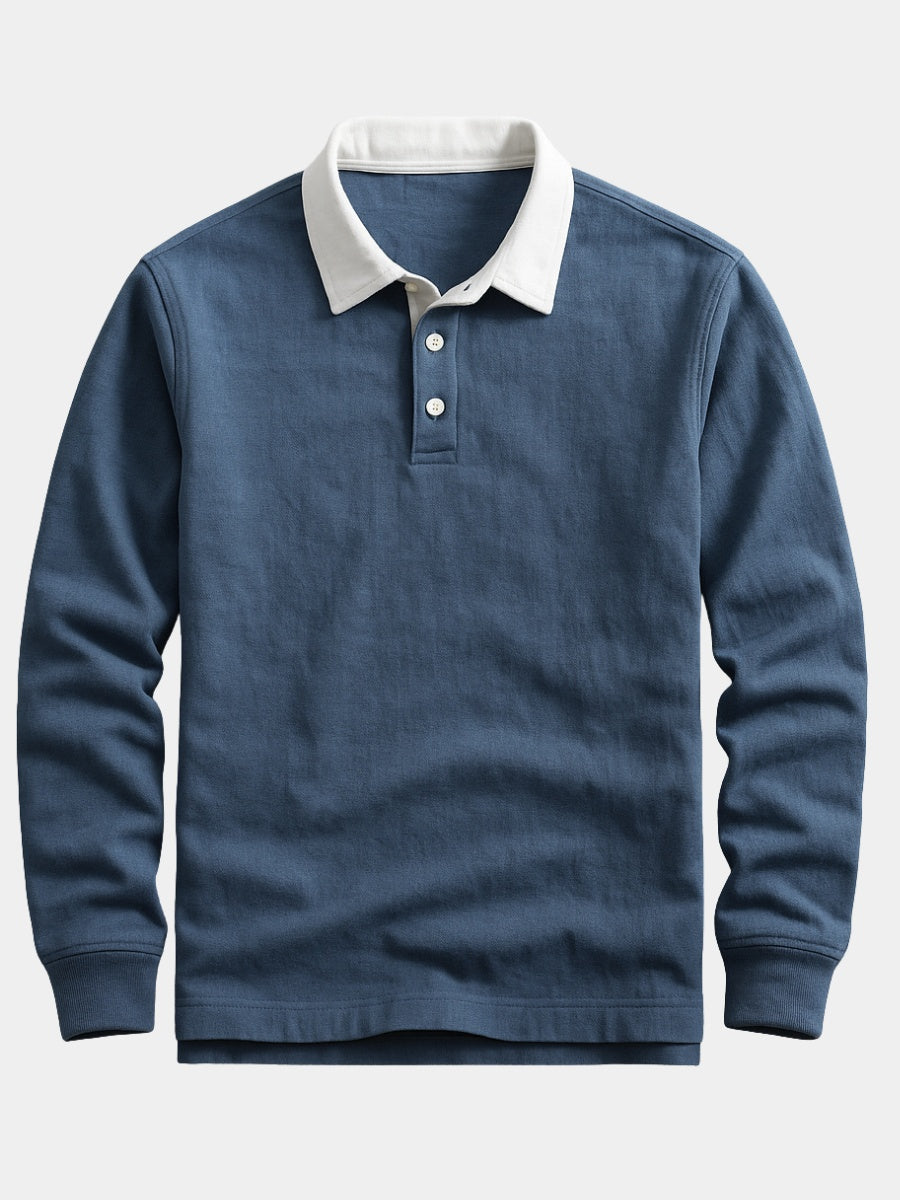 Graham | Men's Knit Long Sleeve Polo Sweater Contrast Collar