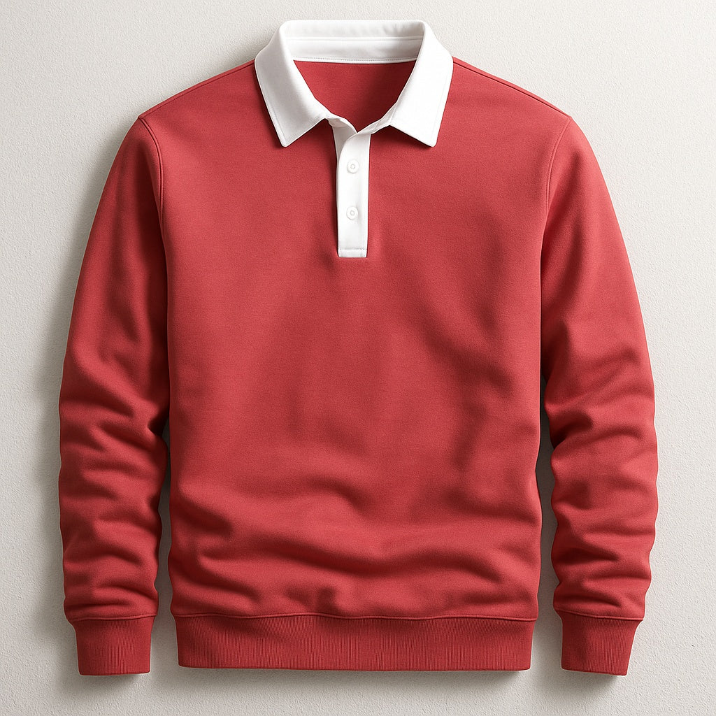 Graham | Men's Knit Long Sleeve Polo Sweater Contrast Collar