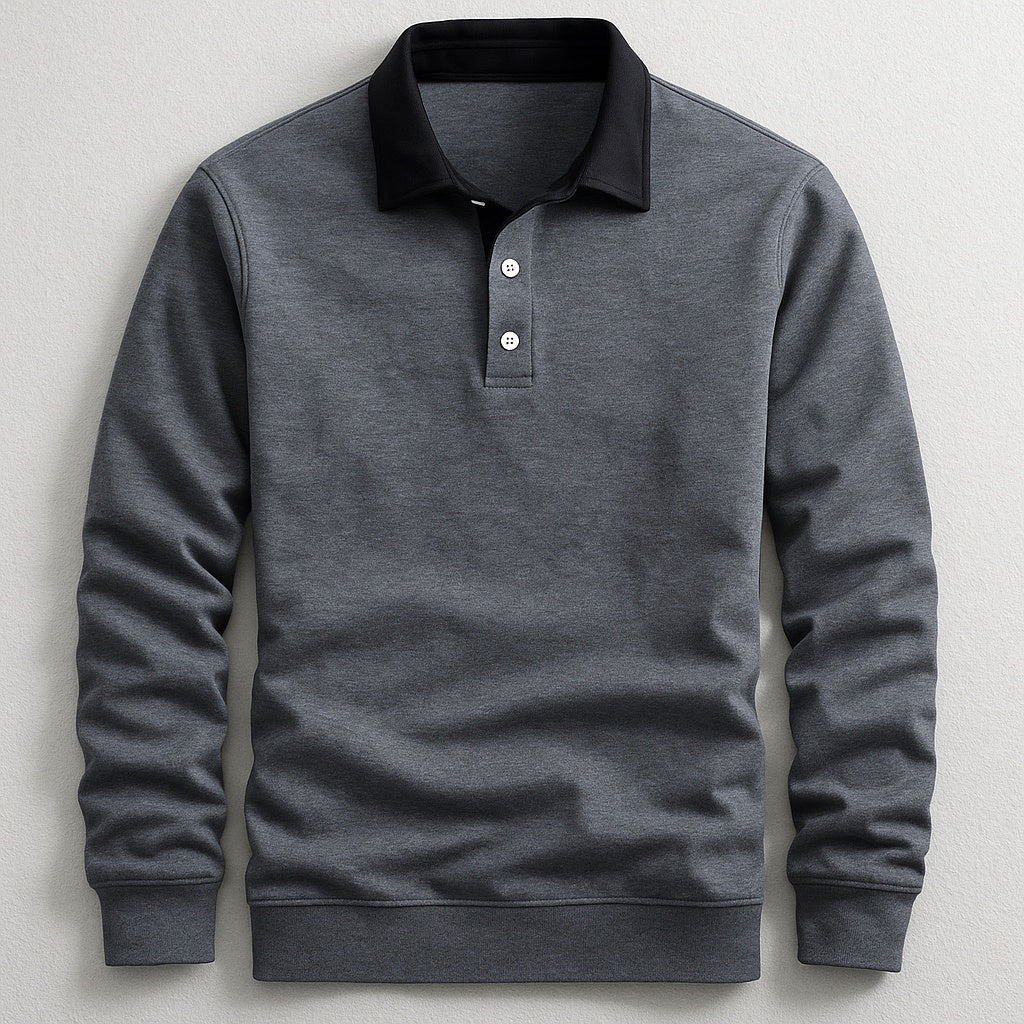 Graham | Men's Knit Long Sleeve Polo Sweater Contrast Collar