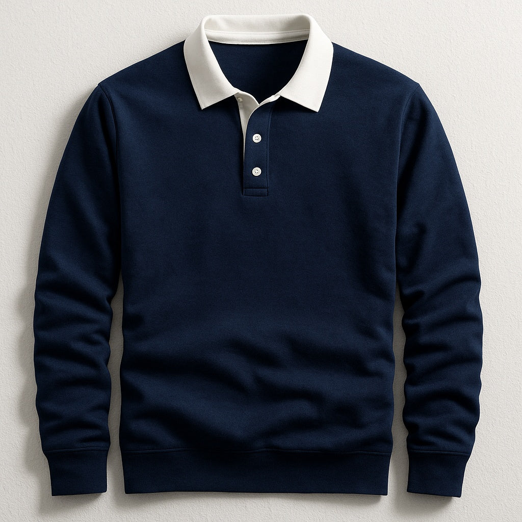 Graham | Men's Knit Long Sleeve Polo Sweater Contrast Collar