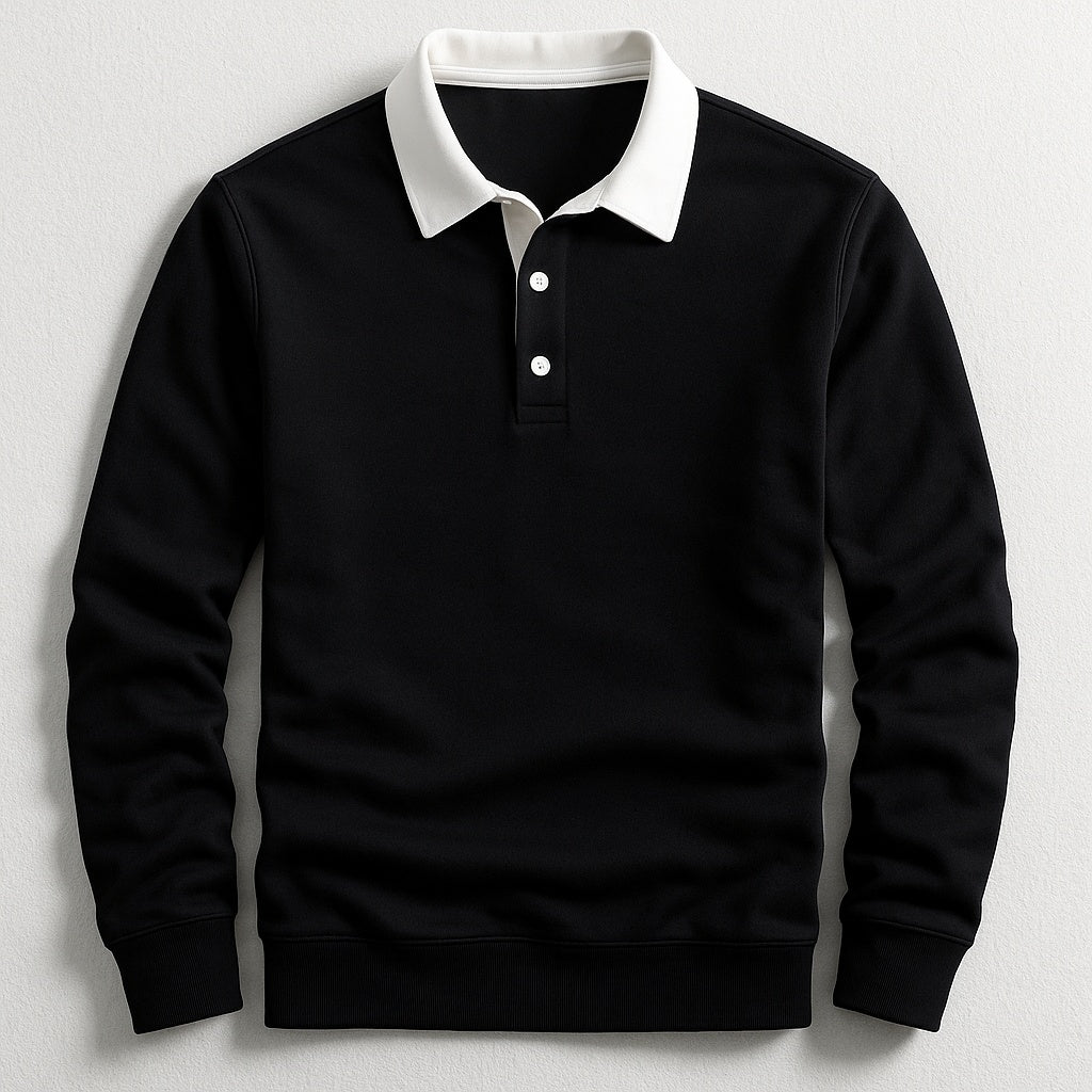 Graham | Men's Knit Long Sleeve Polo Sweater Contrast Collar