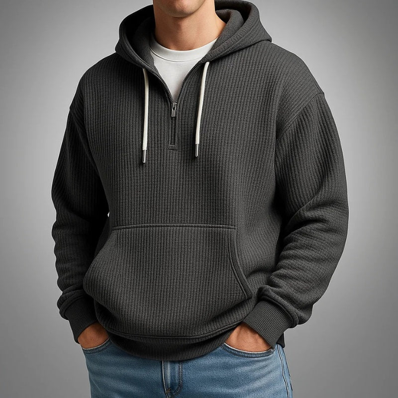 Aiden | Men's Waffle Knit Half Zip Hoodie Pullover