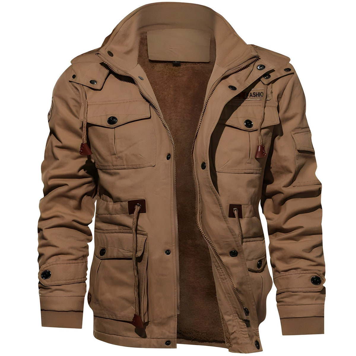 Men's Lined Military Jacket Multi Pocket Winter Field Coat