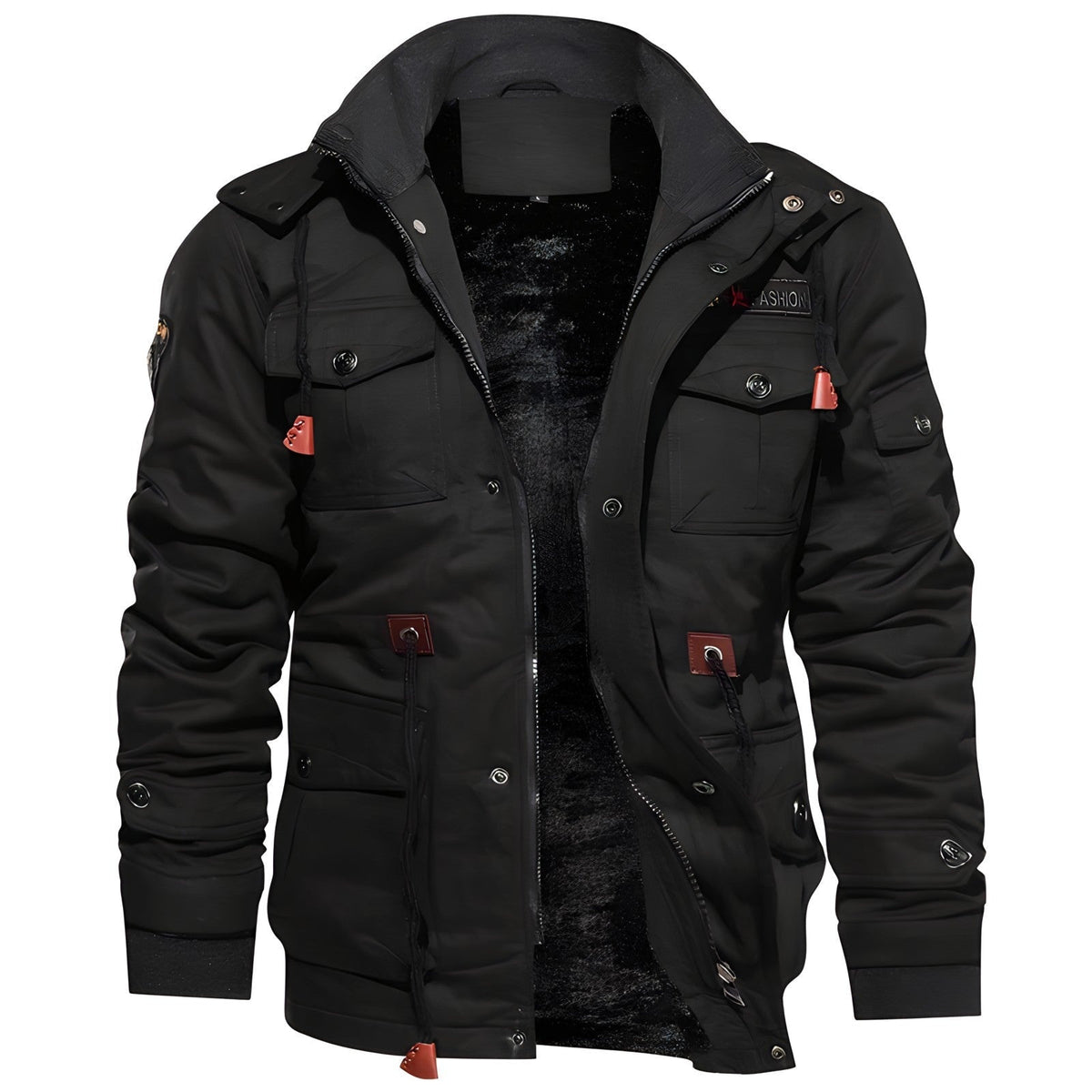Men's Lined Military Jacket Multi Pocket Winter Field Coat