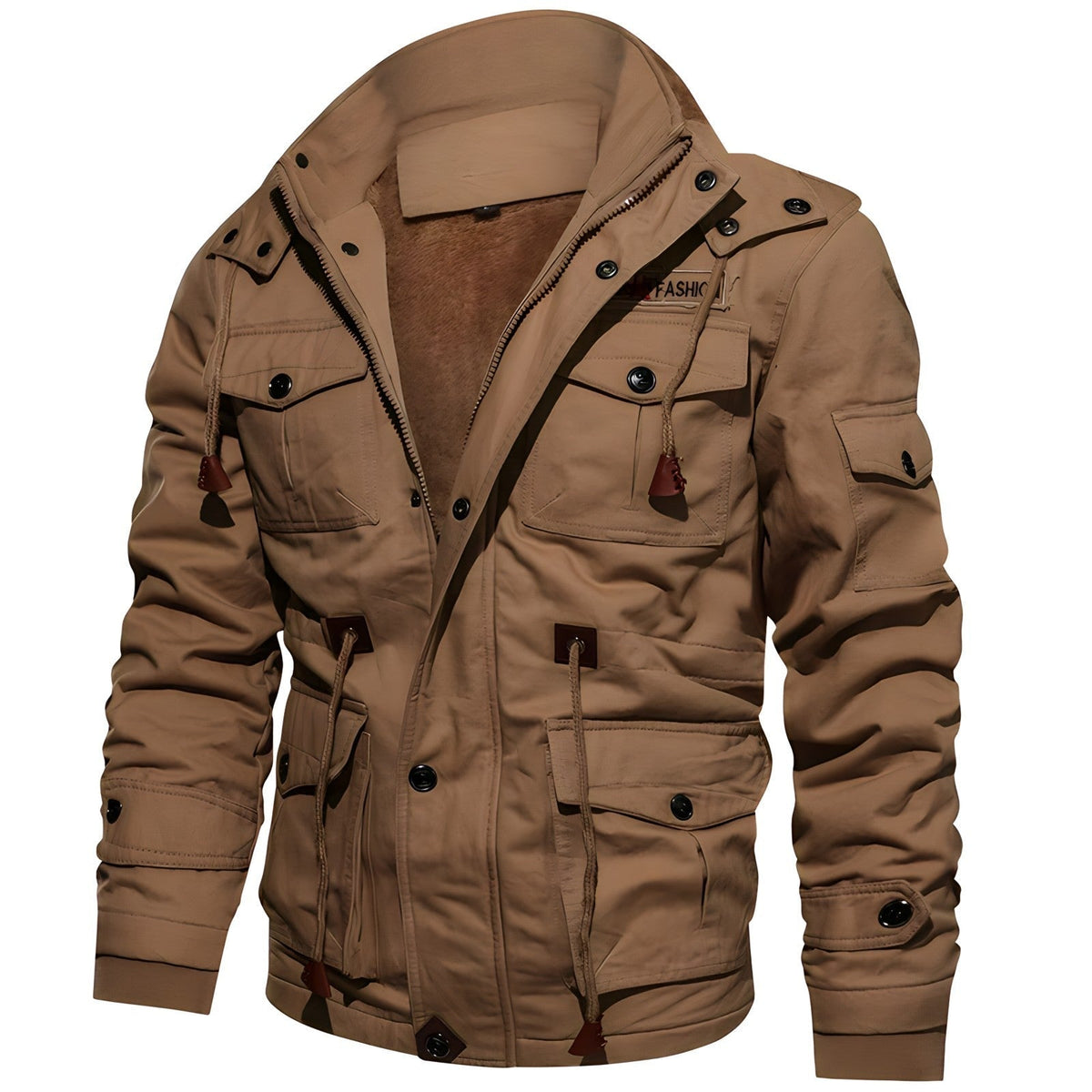 Men's Lined Military Jacket Multi Pocket Winter Field Coat