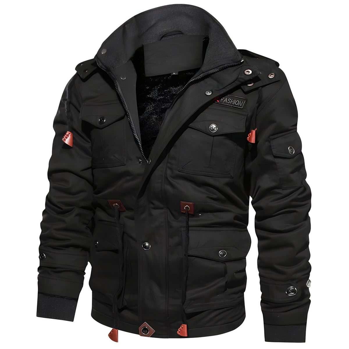 Men's Lined Military Jacket Multi Pocket Winter Field Coat