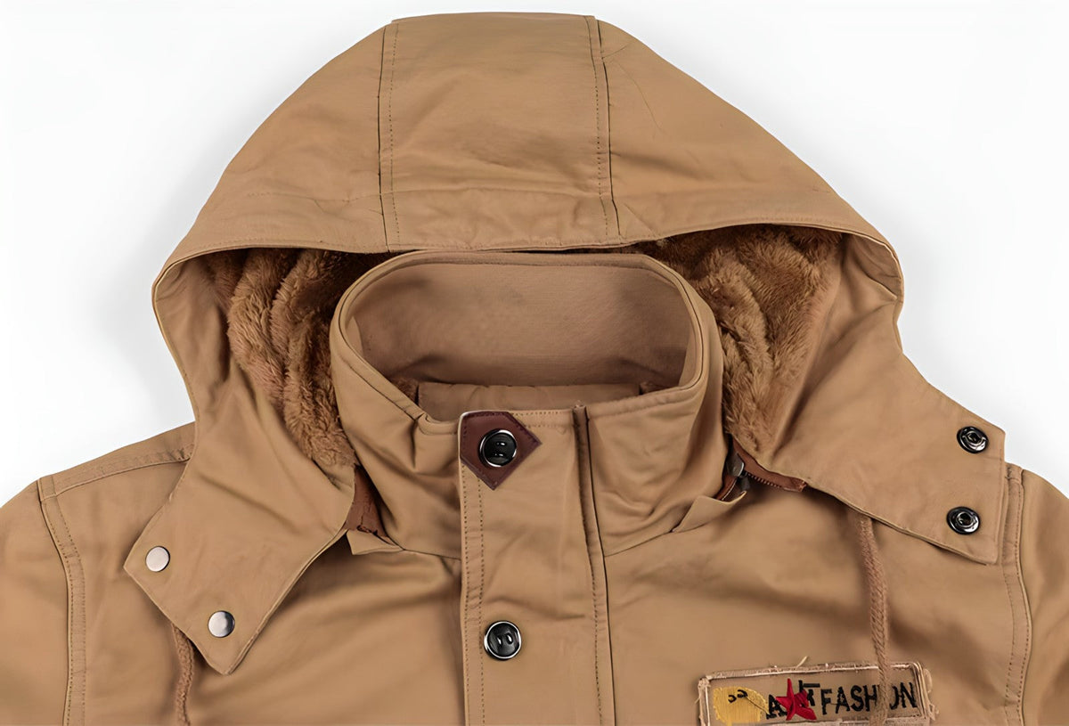 Men's Lined Military Jacket Multi Pocket Winter Field Coat