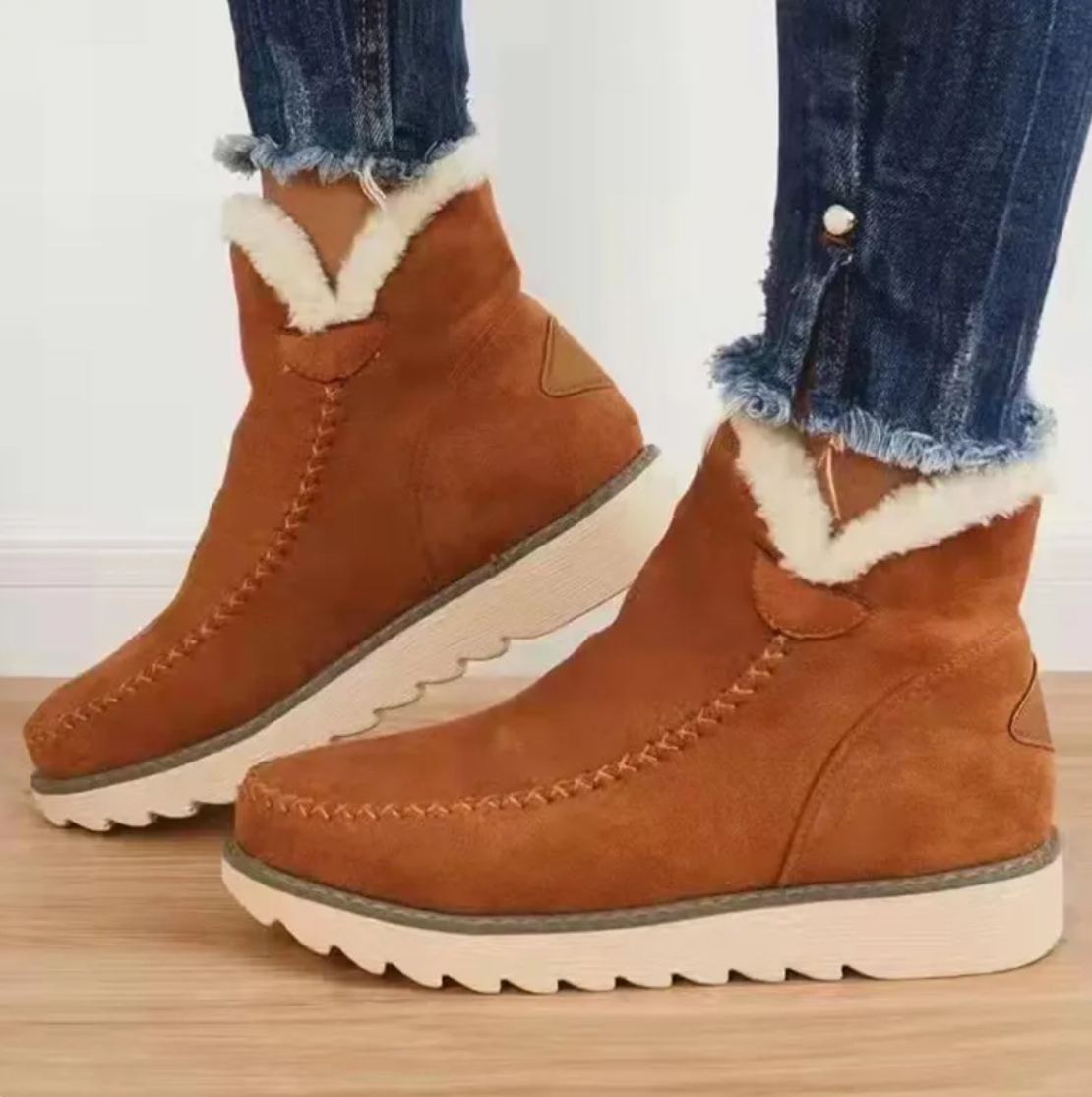 Ariana | Women's Faux Suede Winter Boots Faux Fur Lined Ankle