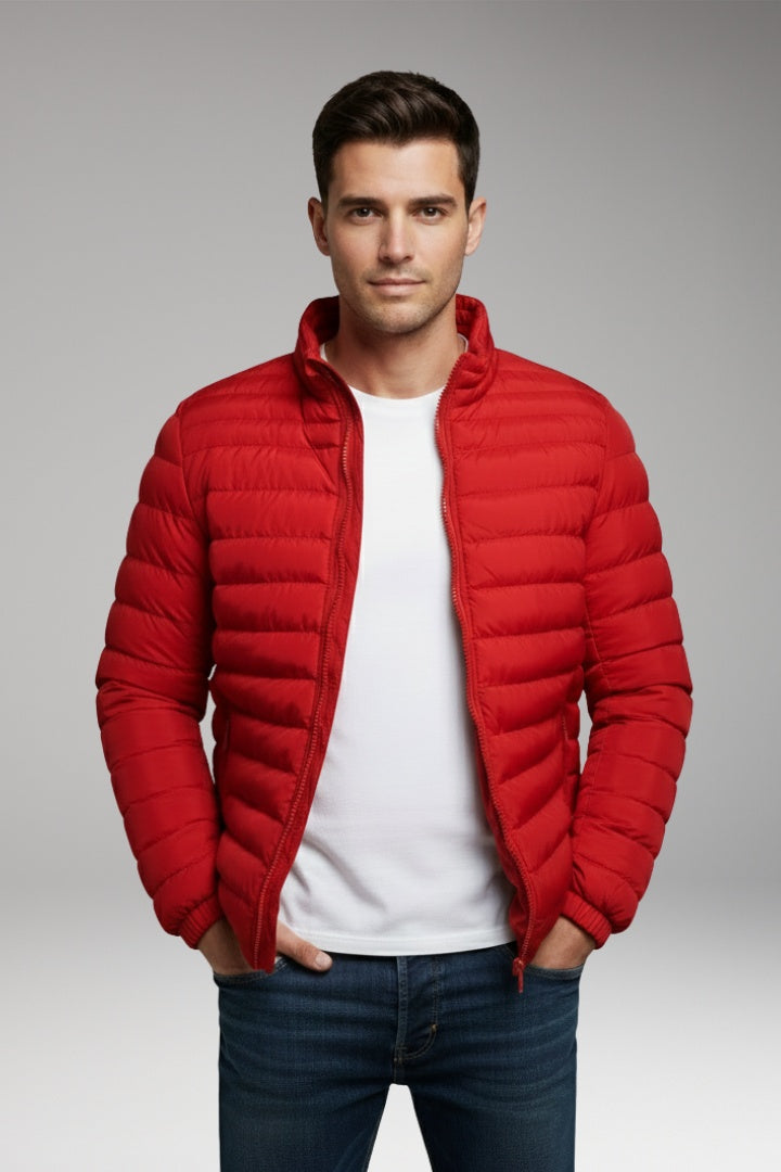 Spencer | Men's Quilted Bomber Jacket High Collar Zip Up