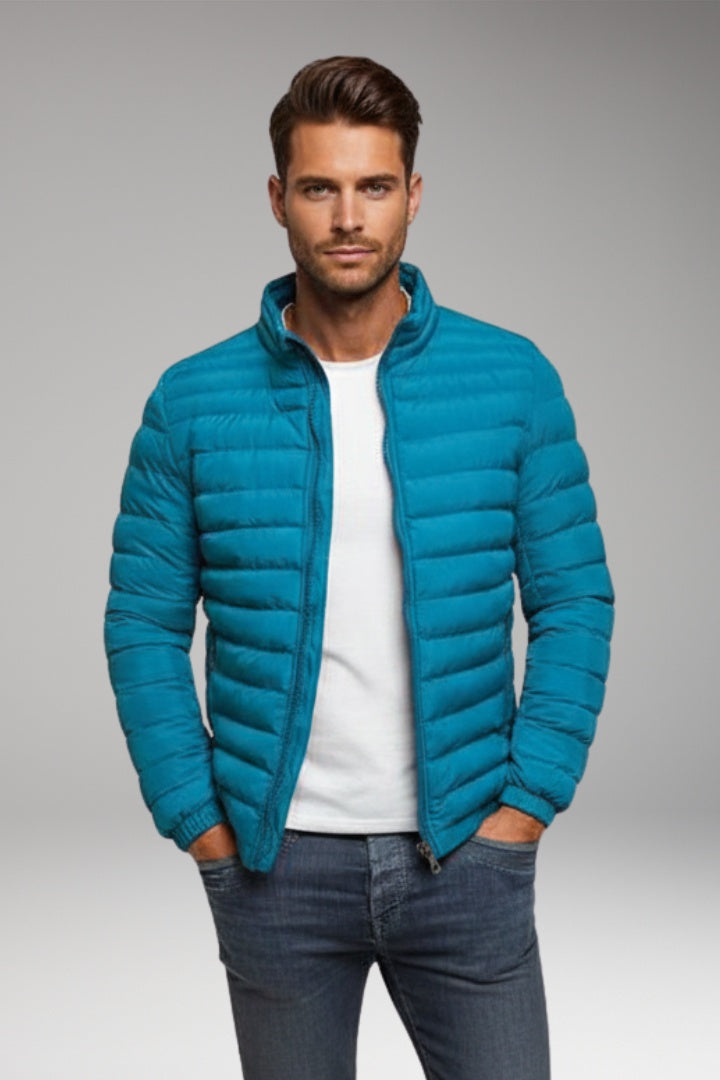 Spencer | Men's Quilted Bomber Jacket High Collar Zip Up