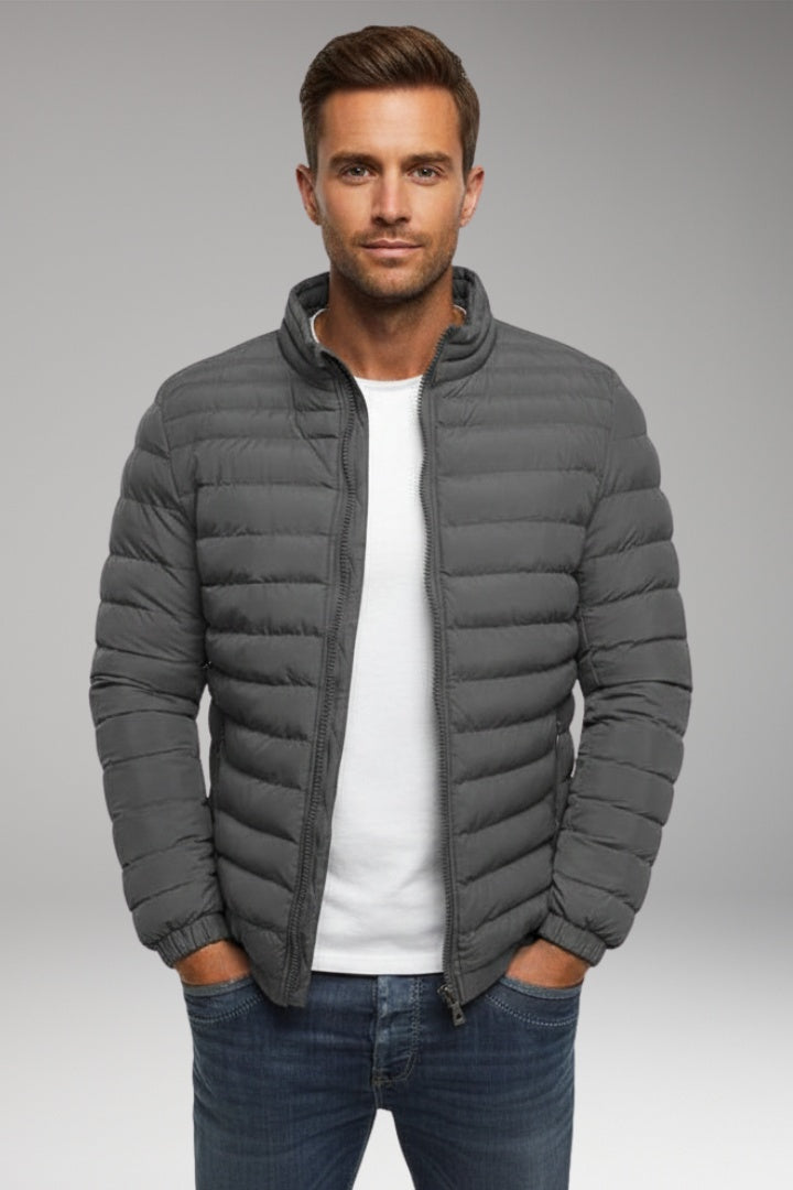 Spencer | Men's Quilted Bomber Jacket High Collar Zip Up