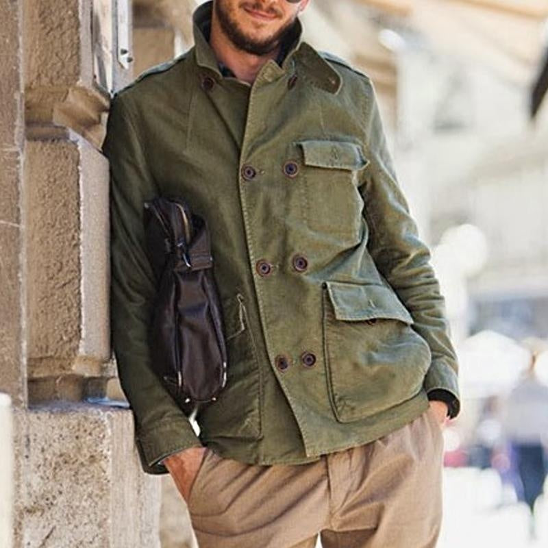Men's Peacoat Double Breasted Military Short Coat