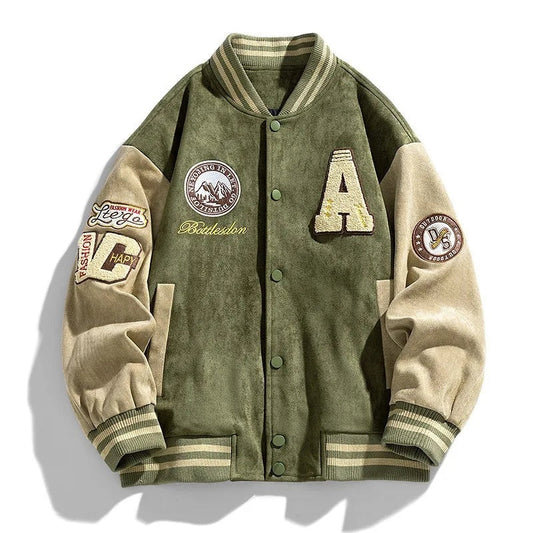 Garrett | Men's Varsity Jacket Embroidered Patches Button Up