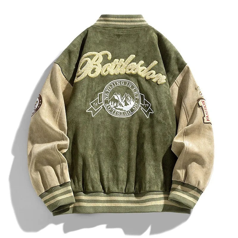 Garrett | Men's Varsity Jacket Embroidered Patches Button Up