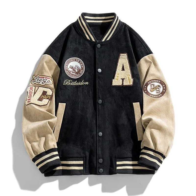 Garrett | Men's Varsity Jacket Embroidered Patches Button Up