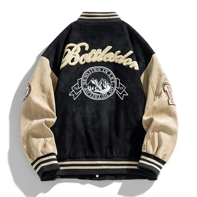 Garrett | Men's Varsity Jacket Embroidered Patches Button Up