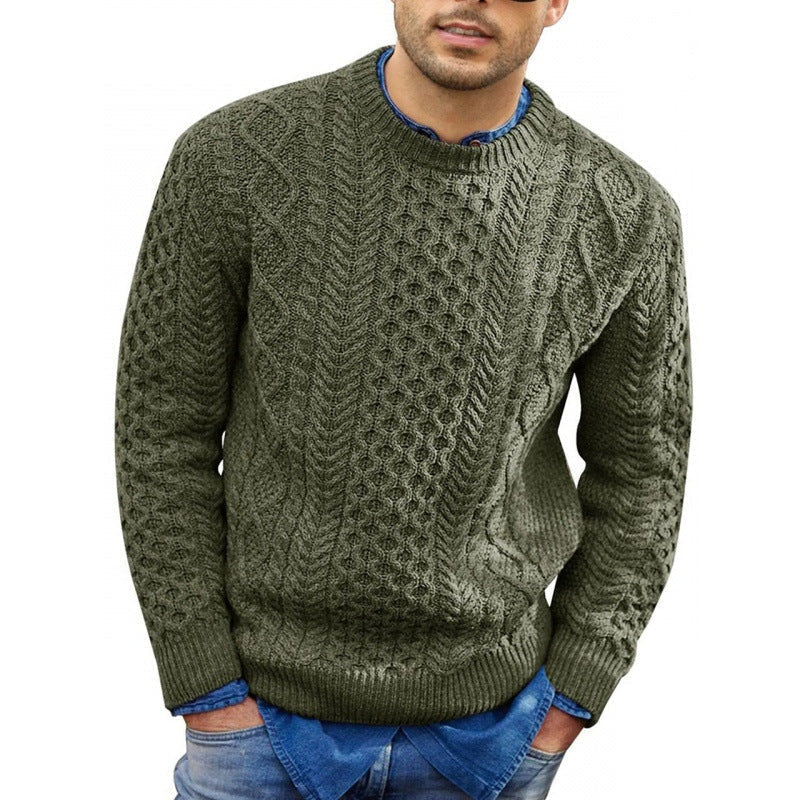 Sean | Men's Crew Neck Cable Knit Sweater Pullover