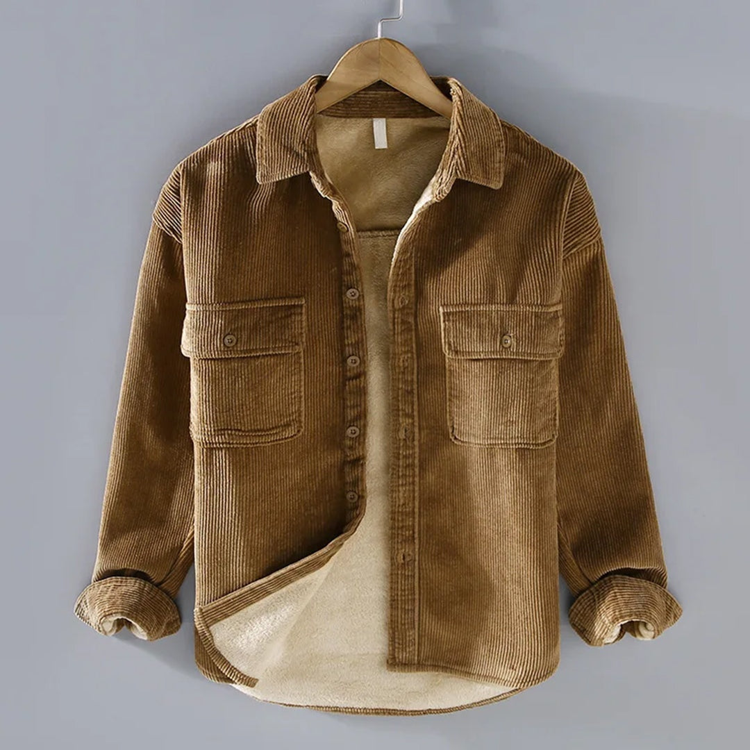 Men's Lined Corduroy Jacket Winter Pockets
