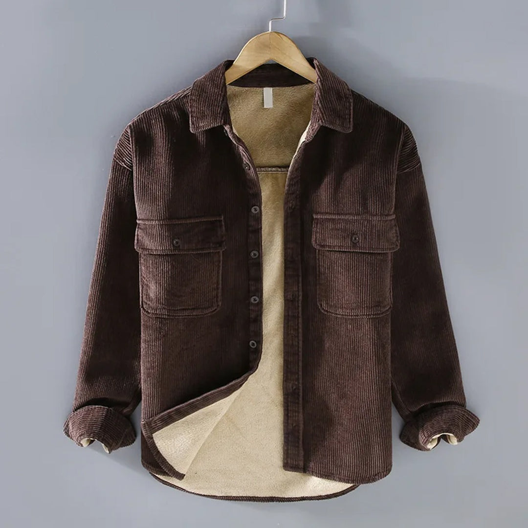 Men's Lined Corduroy Jacket Winter Pockets