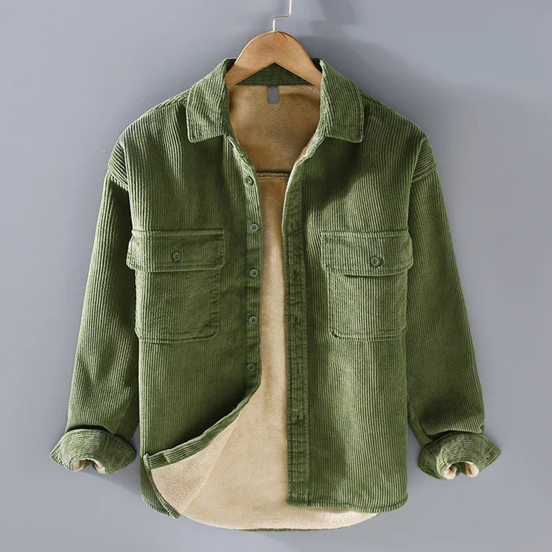 Men's Lined Corduroy Jacket Winter Pockets