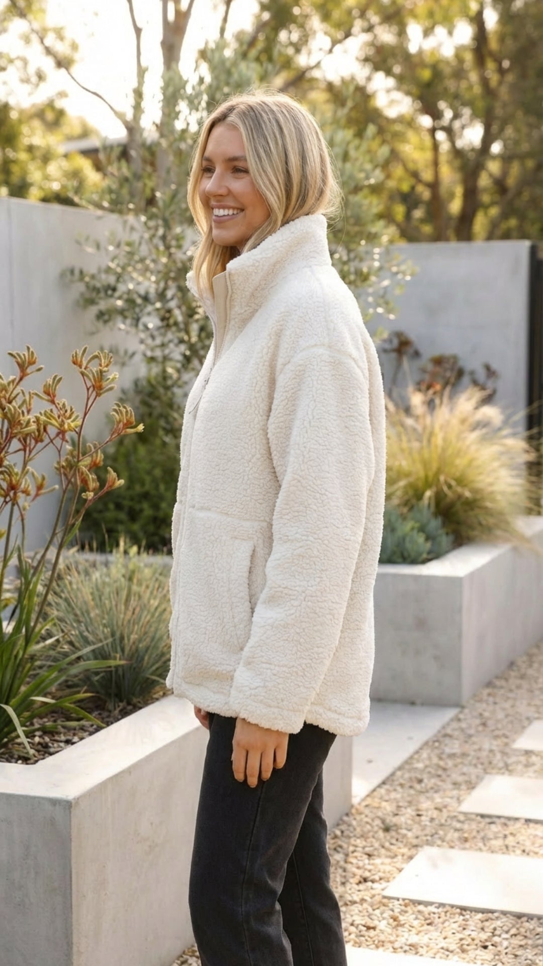 Addison | Women's Oversized Sherpa Jacket Zip Up High Collar