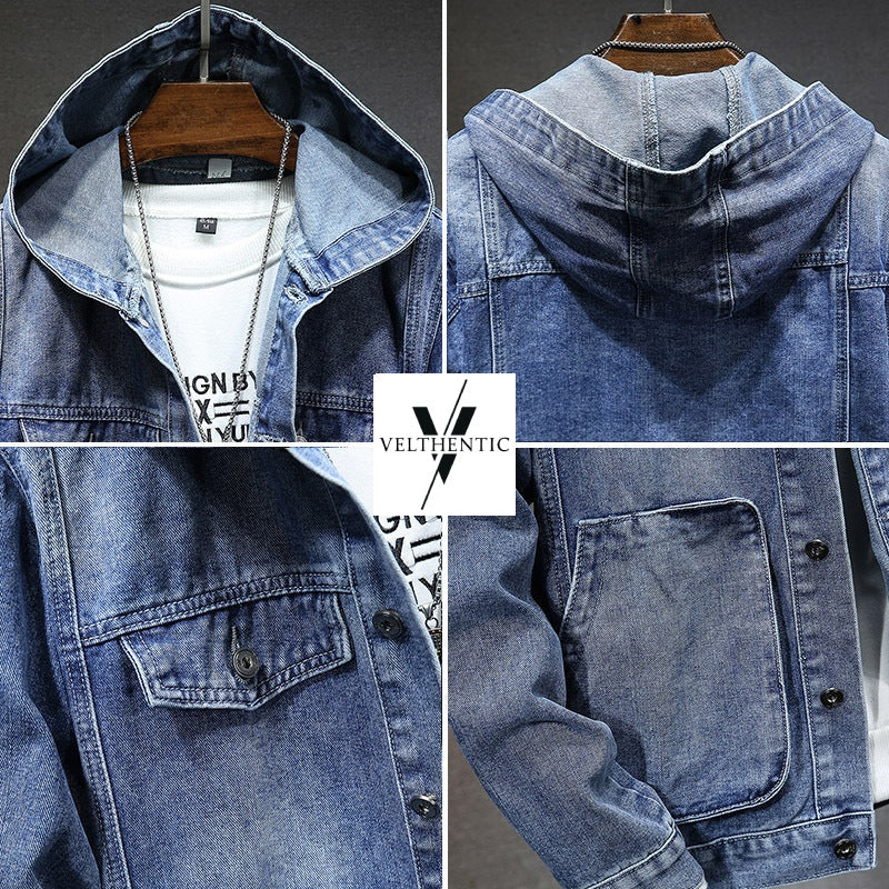 Preston | Men's Hooded Denim Jacket Jean Jacket Pockets