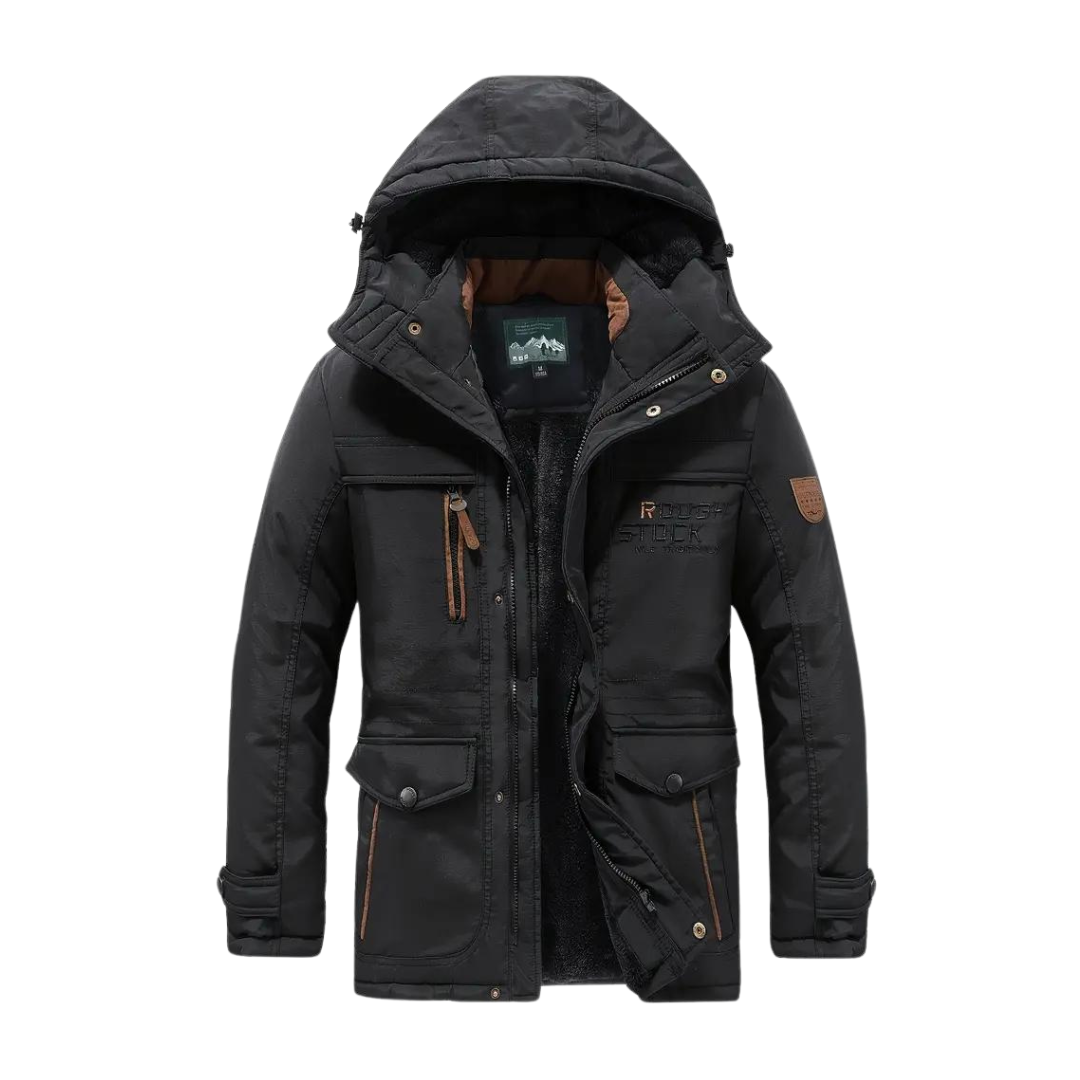 Men's Winter Quilted Parka Jacket Hooded Fleece Lined
