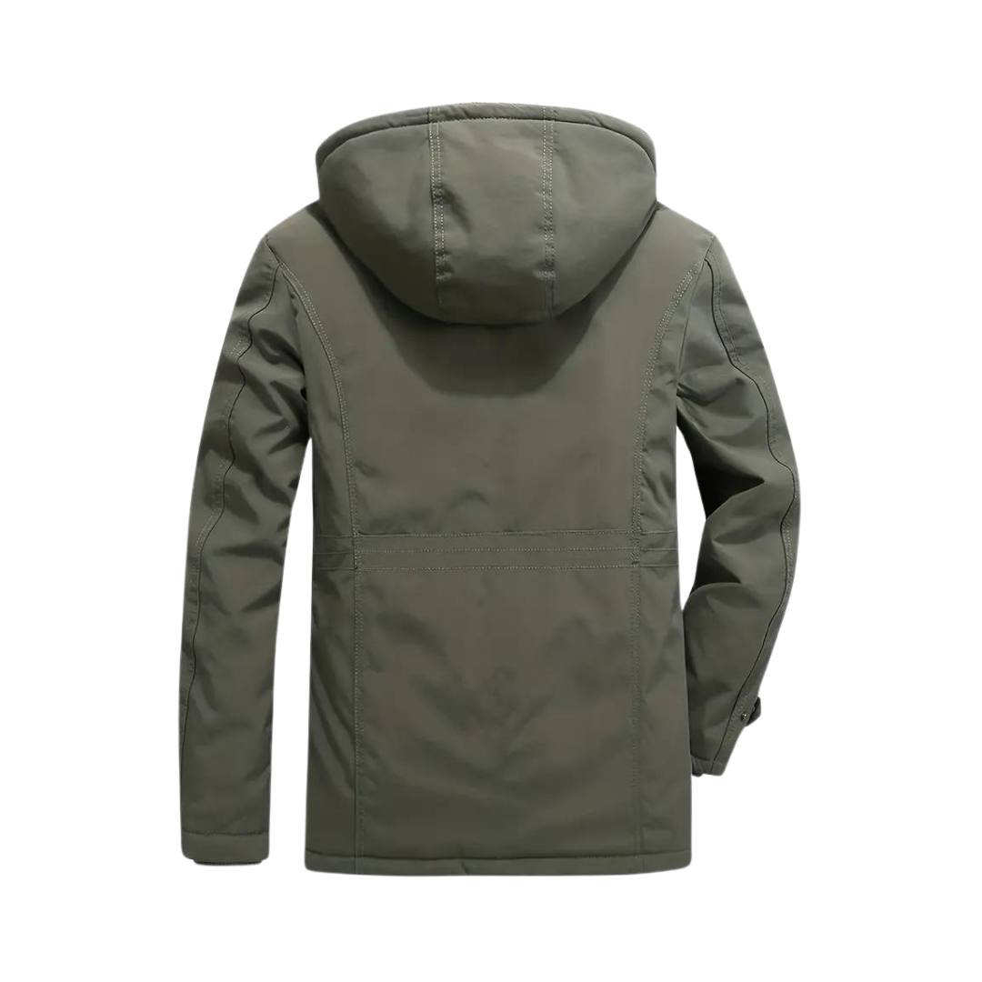 Men's Winter Quilted Parka Jacket Hooded Fleece Lined