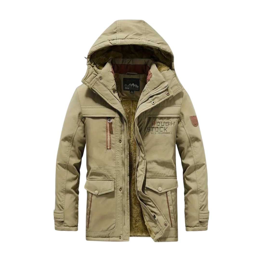 Men's Winter Quilted Parka Jacket Hooded Fleece Lined