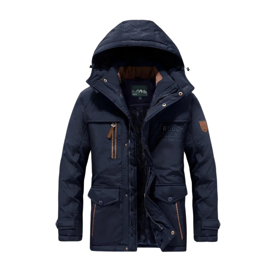 Men's Winter Quilted Parka Jacket Hooded Fleece Lined