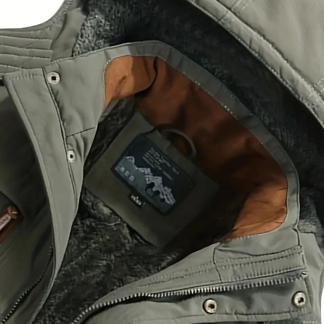 Men's Winter Quilted Parka Jacket Hooded Fleece Lined