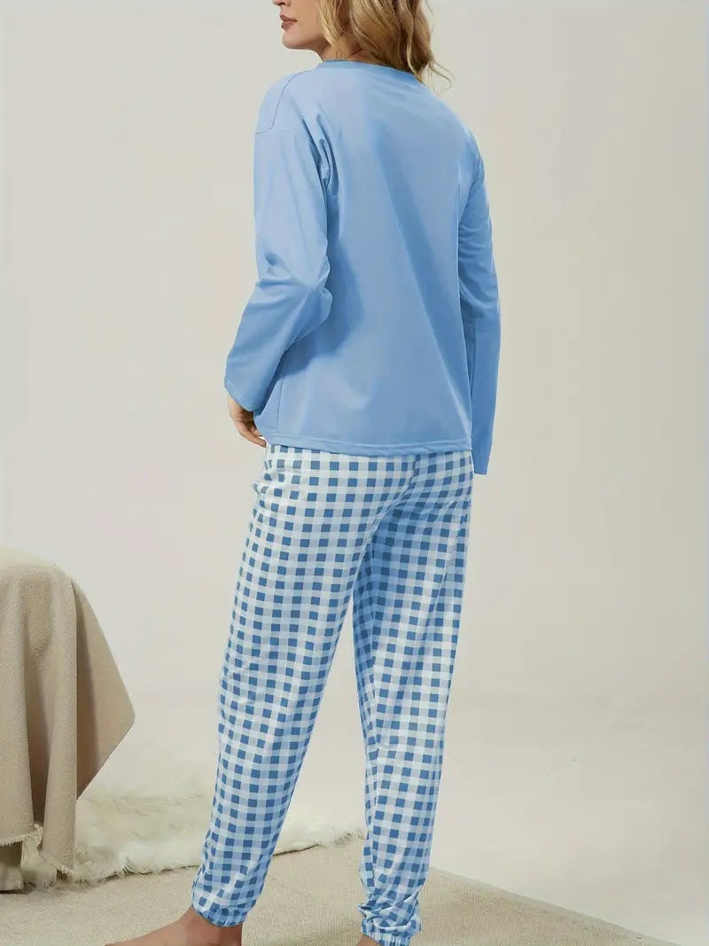Sadie | Women's Long Sleeve Pajama Set Plaid Pants