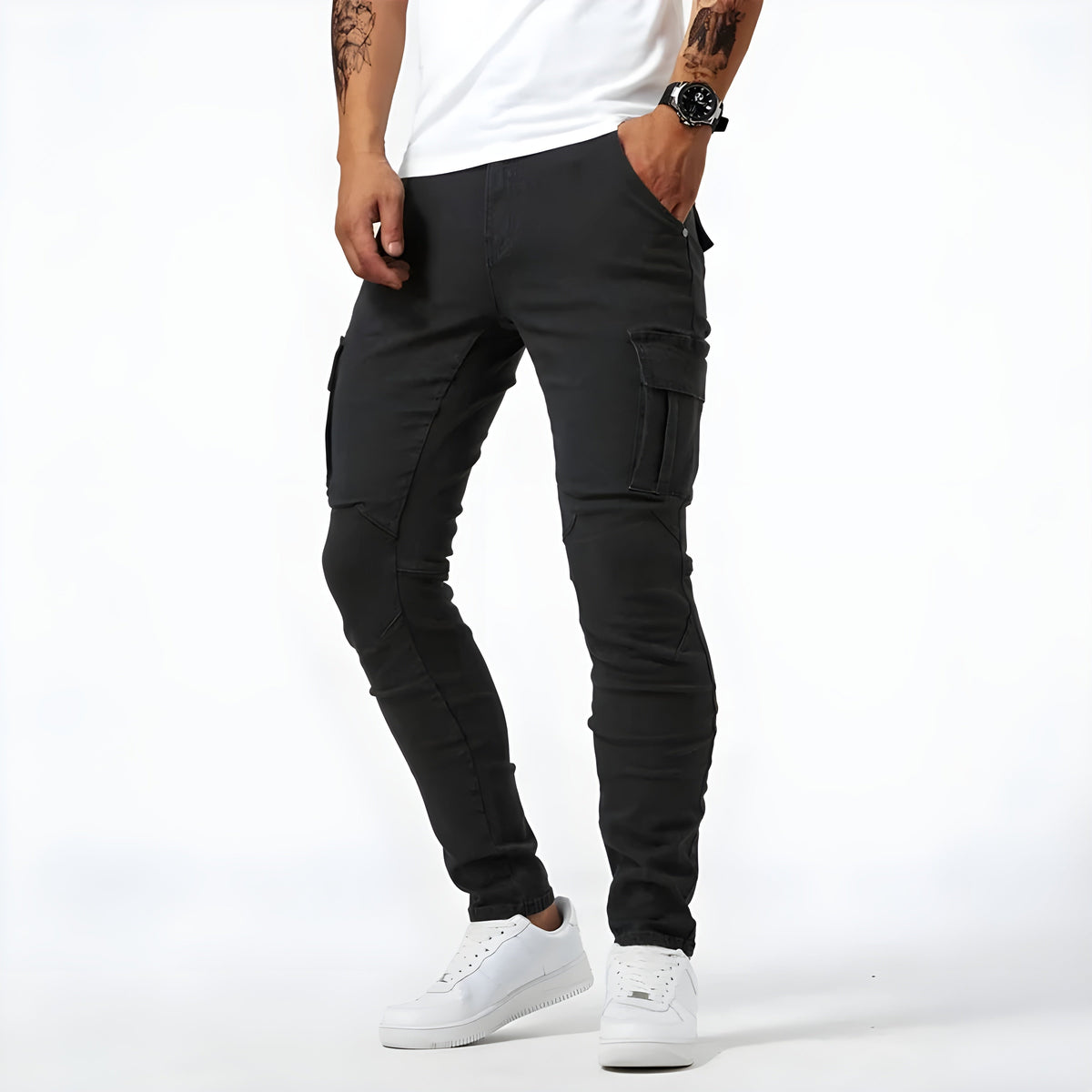 Travis | Men's Slim Cargo Pants Multi Pocket
