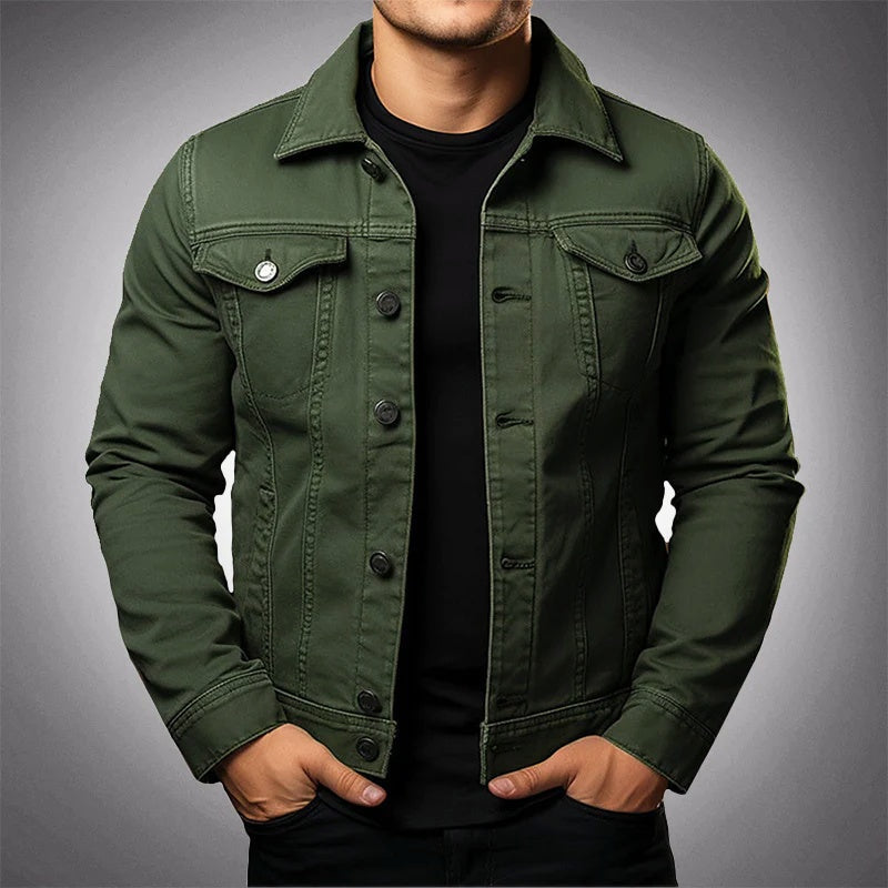 Simon | Men's Cotton Denim Jacket Lapel Collar Button Up