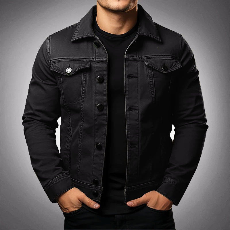 Simon | Men's Cotton Denim Jacket Lapel Collar Button Up