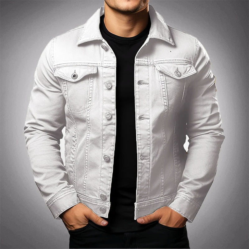 Simon | Men's Cotton Denim Jacket Lapel Collar Button Up