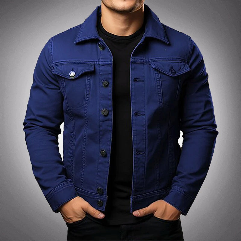 Simon | Men's Cotton Denim Jacket Lapel Collar Button Up