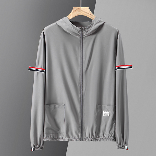 Travis | Men's Hooded Varsity Jacket Striped Sleeves