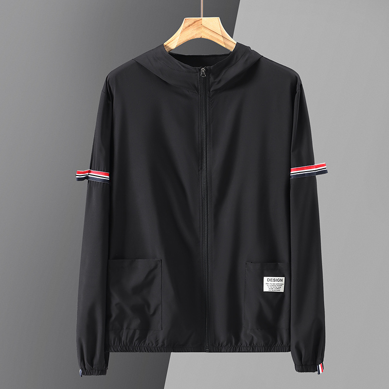 Travis | Men's Hooded Varsity Jacket Striped Sleeves