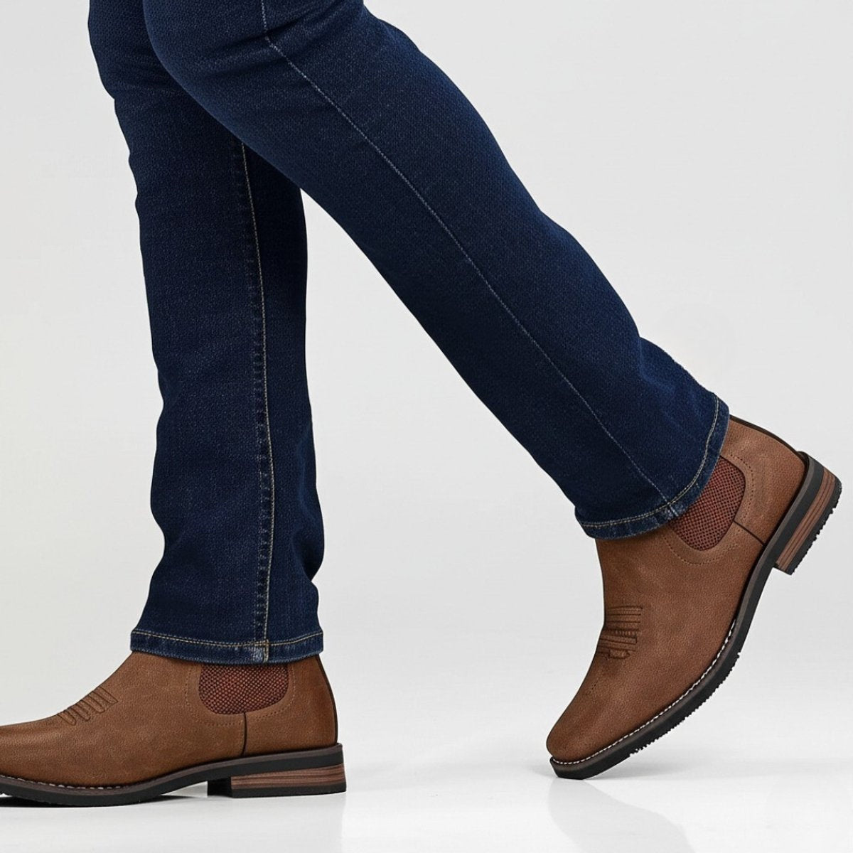 Connor | Men's Faux Leather Chelsea Ankle Boots Slip On Block Sole