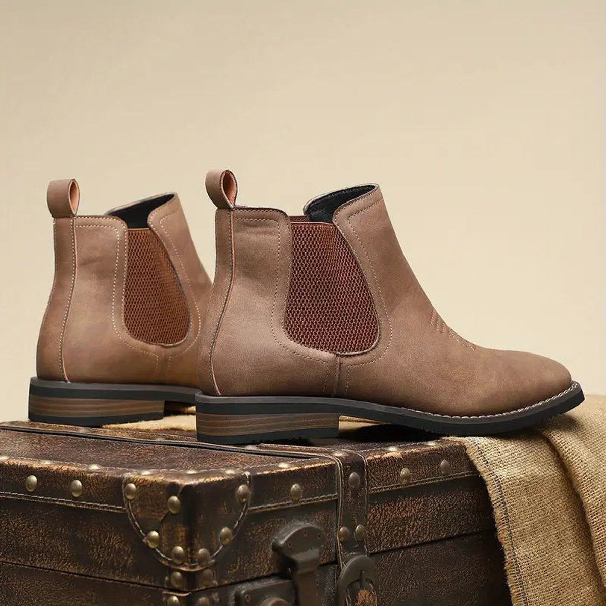 Connor | Men's Faux Leather Chelsea Ankle Boots Slip On Block Sole