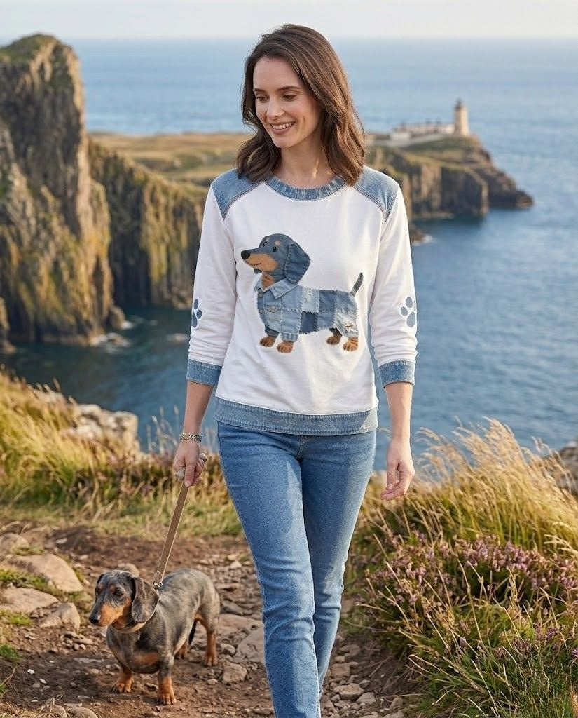 Zoey | Women's Dog Graphic Crewneck Sweatshirt Pullover