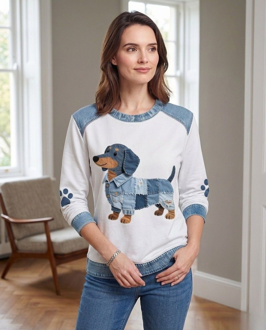 Zoey | Women's Dog Graphic Crewneck Sweatshirt Pullover