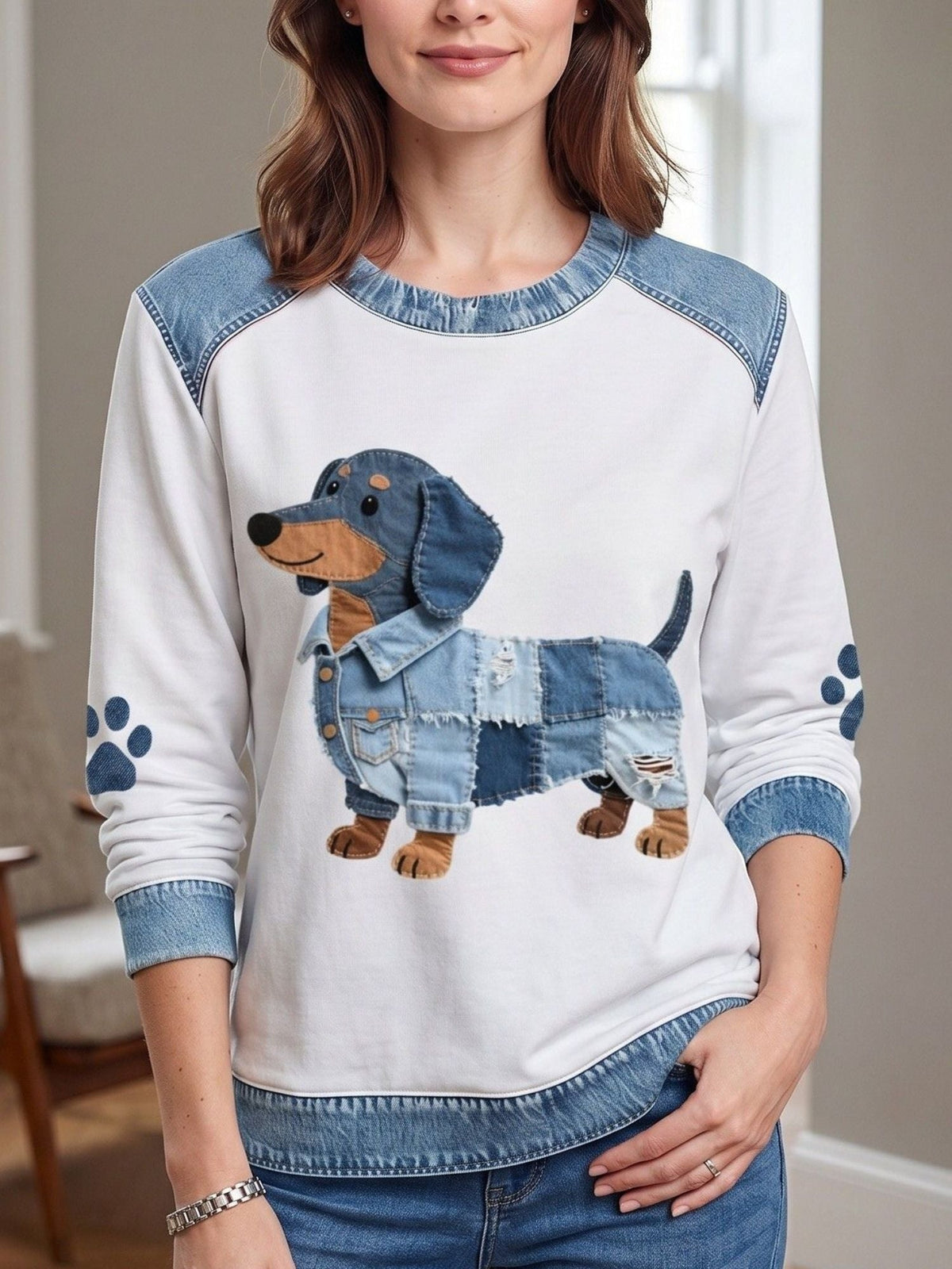 Zoey | Women's Dog Graphic Crewneck Sweatshirt Pullover