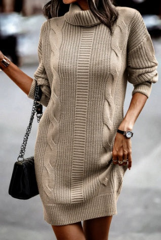 Zoe | Women's Midi Winter Sweater Dress Turtleneck Long Sleeve